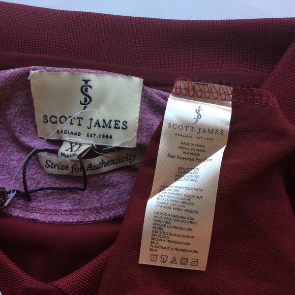 Scott James Burgundy collared Polo shirt NWT - Picture 7 of 11